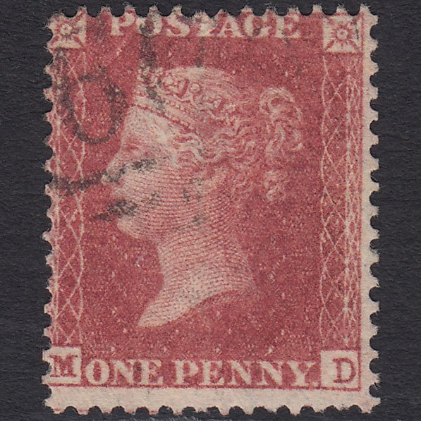 GB QV 1857 1d Rose-red (Plate 55) SG40-C10(1) MD GU Light Cancel Misperf