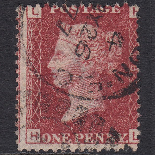 GB QV 1864 1d Lake-red (Plate 187) SG44-G1(2) HL FU London CDS Cancel Misperf