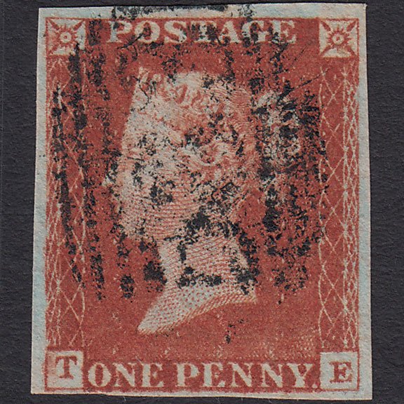 GB QV 1841 1d Deep Red-brown (Plate 60) SG10-B1(4) TE FU 4M Nottingham 583