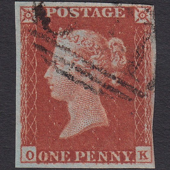 GB QV 1841 1d Deep Red-brown (Plate 60) SG10-B1(4) OK VFU 4 Margins