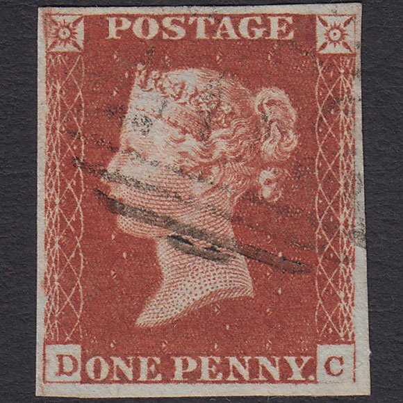 GB QV 1841 1d Deep Red-brown (Plate 60) SG10-B1(4) DC VFU 4 Margins