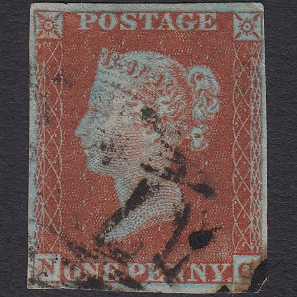 GB QV 1841 1d Very Blued (Plate 38) SG8a-B1(2) NC GU 4 Margins