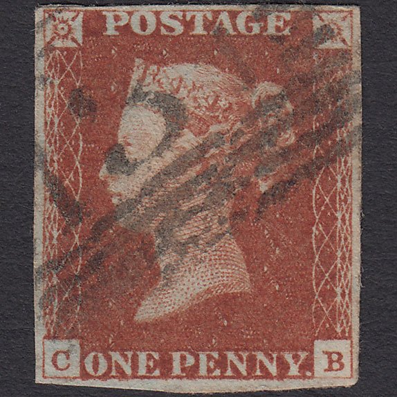 GB QV 1841 1d Red-brown Pl 55 SG8-B1(1) CB FU 4 Margins Edinburgh 131
