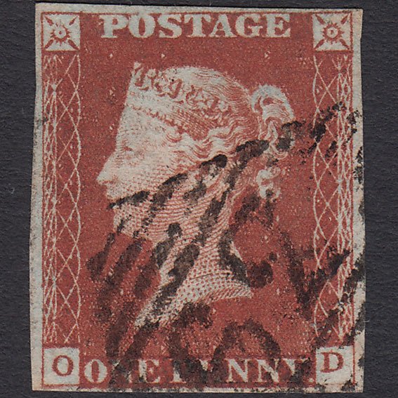 GB QV 1841 1d Red-brown (Plate 57) SG8-B1(1) OD FU 4 Margins Belfast 62
