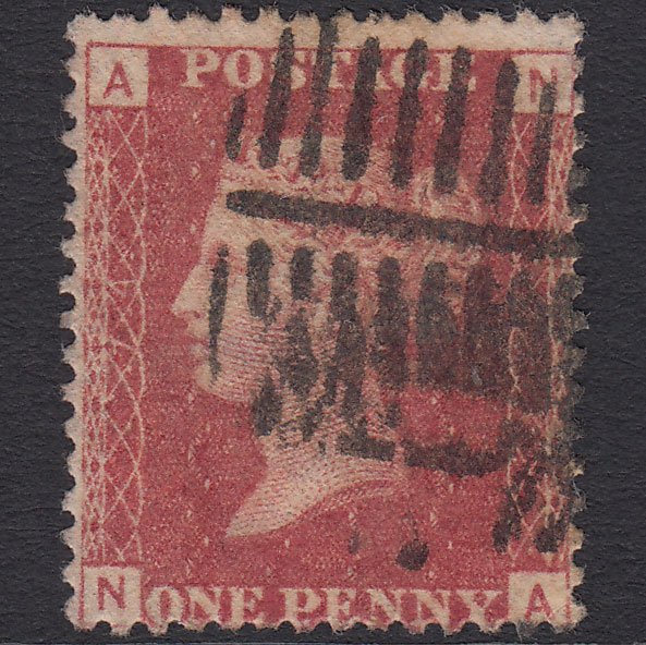 GB QV 1864 1d Lake-red (Plate 74) SG44-G1(2) NA GU Scots Roller Cancel