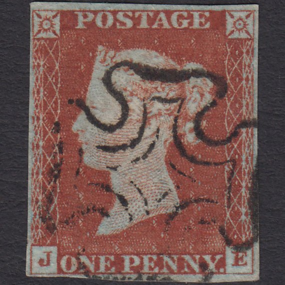 GB QV 1841 1d Red-brown (Plate 34) SG8-B1(1) JE VFU 4 Margins Maltese Cross