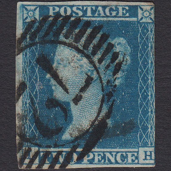 GB QV 1841 2d Blue (Plate 3) SG14-E1(2) GUideline LH FU nr 4M London D&S 72