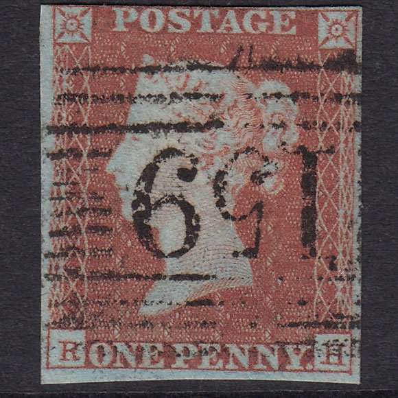 GB QV 1841 1d Very Blued (Plate 106) SG8a-B1(2) RH FU nr 4M Glasgow 159