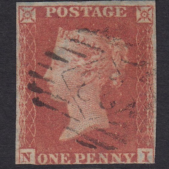 GB QV 1841 1d Red-brown (Plate 166) SG8-B2(1) NI GU 3m London IS Cancel
