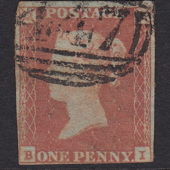 GB QV 1841 1d Red-brown (Plate 90) SG8-B1(1) BI GU nr 4 Margins Leeds 447
