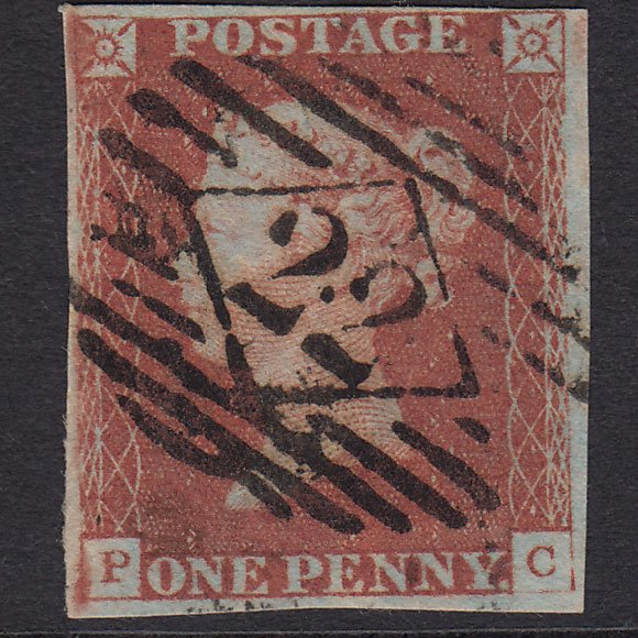 GB QV 1841 1d Red-brown (Plate 77) SG8-B1(1) PC VFU 4 Margins London IS 22