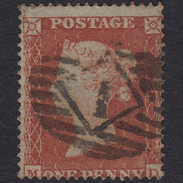GB QV 1854 1d Red-brown (Plate 170) SG17-C1(1) MD FU London IS 1 Misperf