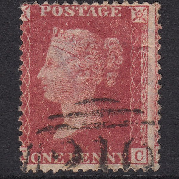 GB QV 1857 1d Rose-red (Plate 57) SG40-C10(1) KC GU Colchester 210 Misperf