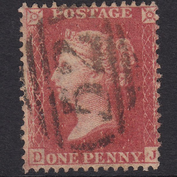 GB QV 1857 1d Rose-red (Plate 57) SG40-C10(1) DJ FU Basingstoke 52