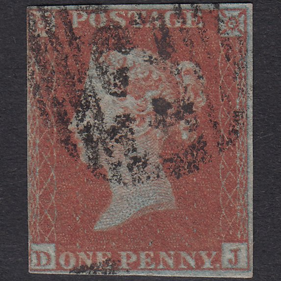 GB QV 1841 1d Red-Brown Plate 135 SG8-B2(1) DJ GU Nr 4 Margins
