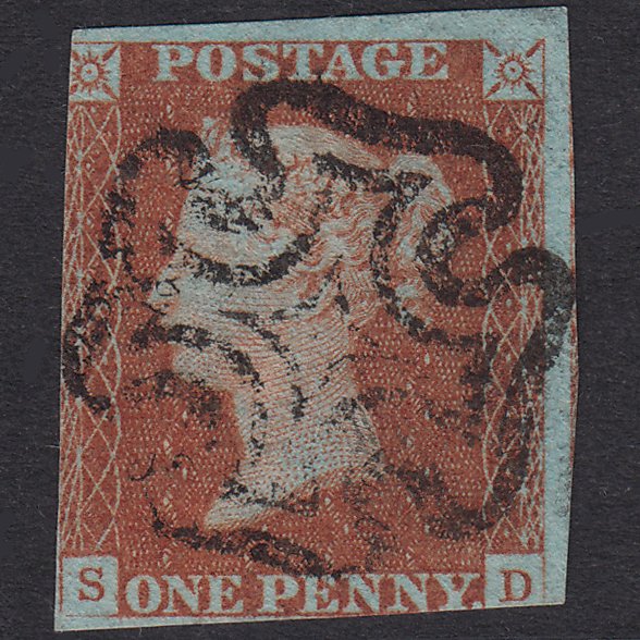 GB QV 1841 1d Very Blued Plate 26 SG8A-B1(2) SD GU Full Maltese Cross