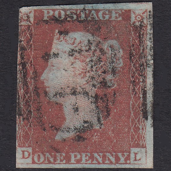 GB QV 1841 1d Red-Brown Plate 85 SG8-B1(1) DL GU 3 Margins Leamington 444