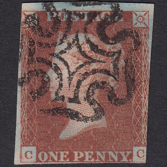 GB QV 1841 1d Plate 21 SG8-B1(1) CC GU Maltese Cross Double Letter