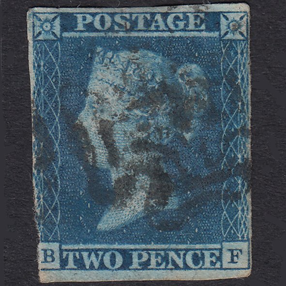 GB QV 1841 2d Blue Plate 3 SG14-E1(2) BF GU Maltese Cross