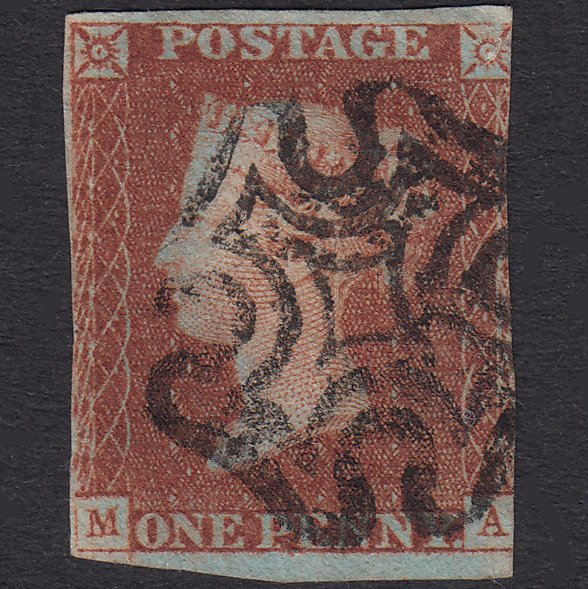 GB QV 1841 1d Red-Brown Plate 24 SG8-B1(1) MA GU Maltese Cross