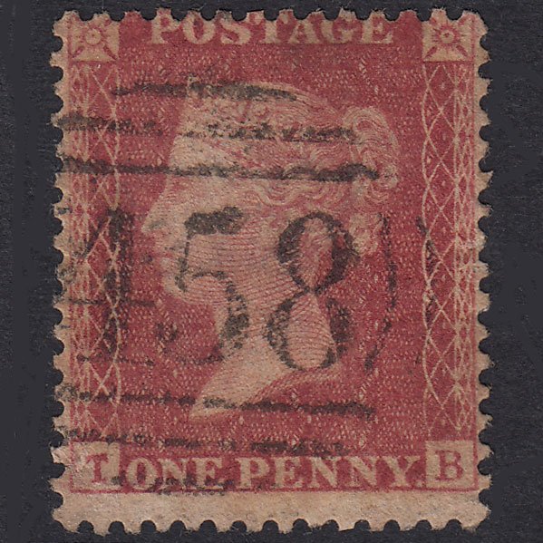 GB QV 1857 1d Rose-Red Plate 36 SG40-C10(1) TB GU Lincoln 458