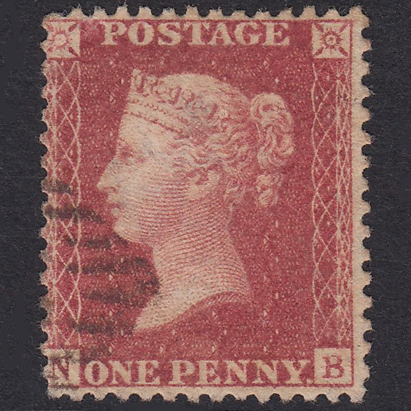 GB QV 1857 1d Rose-Red Plate 43 SG40-C10(1) NB VFU Light Irish Cancel