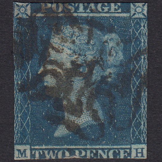GB QV 1841 2d Blue Plate 3 SG14-E1(2) MH PU No.12 In MX