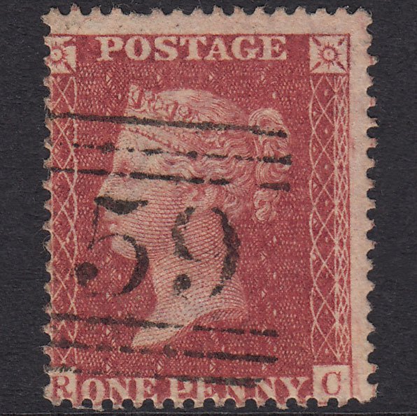 GB QV 1857 1d Rose-Red Plate 44 SG36-C11 RC FU Glasgow 159 Later State