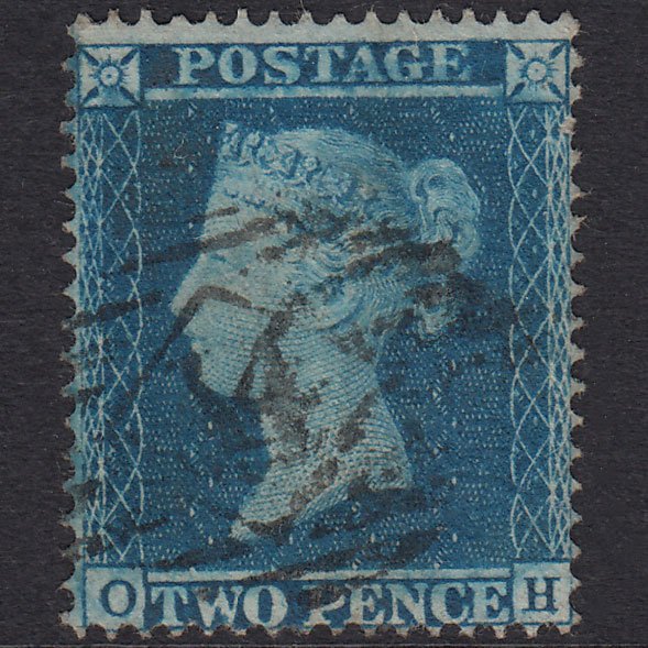 GB QV 1854 2d Blue Plate 5 SG20A-F4 OH FU London IS 14 Well Centred
