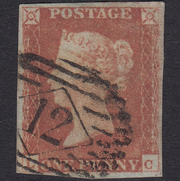 GB QV 1841 1d Red-Brown Plate 69 SG8-B1(1) LC GU 4 Margins London IS 12