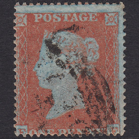 GB QV 1854 1d Red-Brown Plate 186 SG17-C1(1) Framed Reverse EF FU