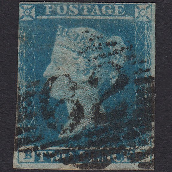 GB QV 1841 2d Blue Plate 4 SG14-E1(2) BJ GU Belfast 62
