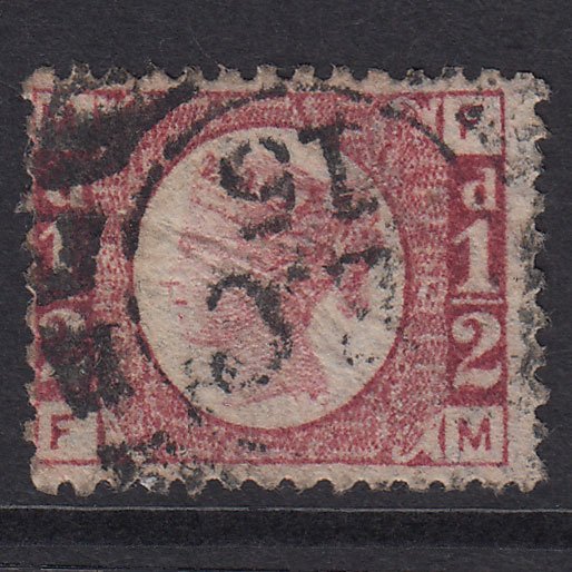 GB QV 1870 1/2d Rose-Red Plate 13 SG48-G4 FM GU London D&S EC15 15D9C
