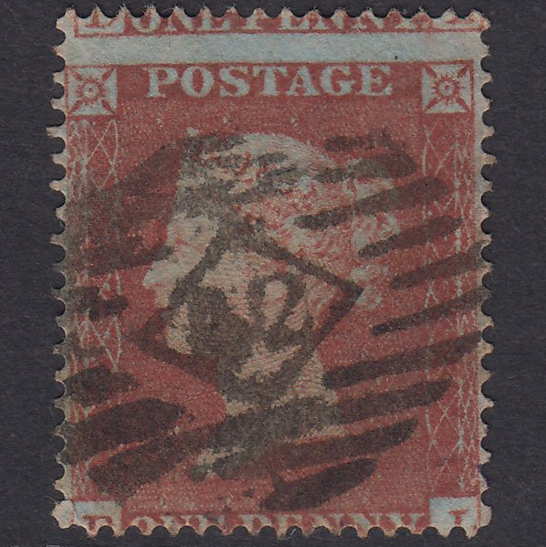 GB QV 1854 1d Red-Brown Plate 174 SG17-C1(1) EL GU London Misperf