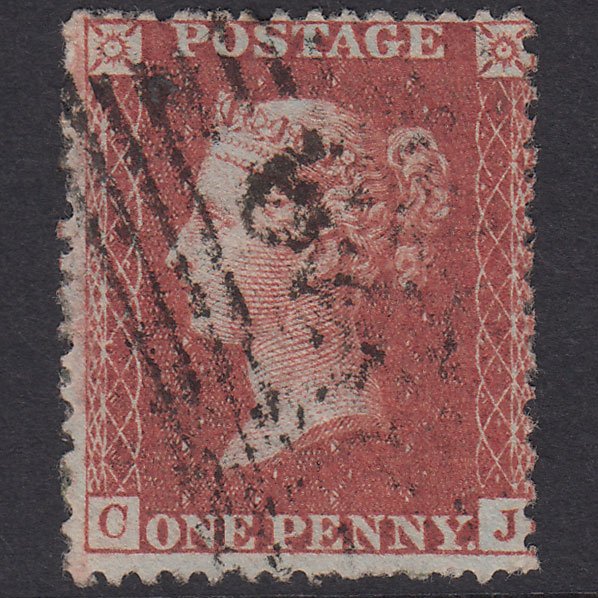 GB QV 1856 1d Red-Brown Plate 37 SG29-C8(1) CJ GU Scotland Fluffy Perfs