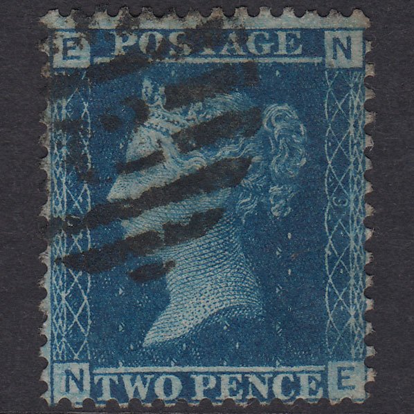 GB QV 1858 2d Blue Plate 9 SG45-G2 NE GU London D&S Cancel