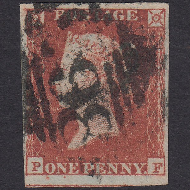 GB QV 1841 1d Red-Brown Plate 96 SG8-B1(1) PF FU 4M Lanesborough 298