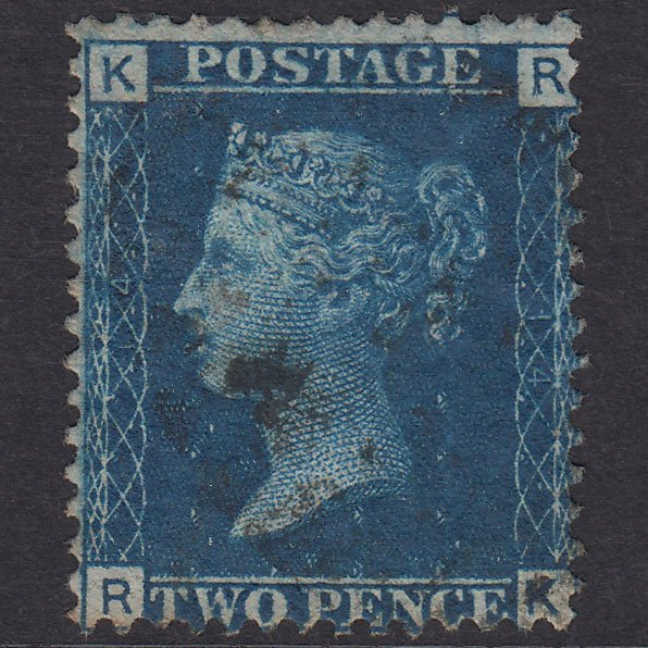GB QV 1869 2d Blue Plate 14 SG46-G3 RK GU Light Cancel