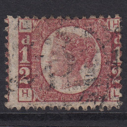 GB QV 1870 1/2d Rose-Red Plate 15 SG48-G4 HL FU Misperf
