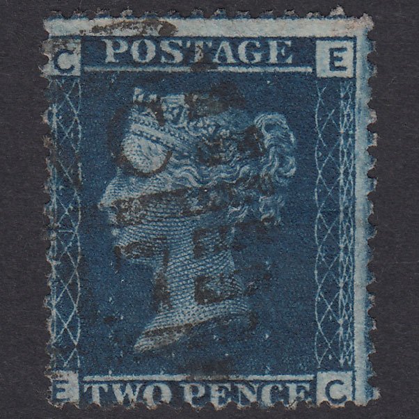 GB QV 1858 2d Blue Plate 12 SG45-G2 EC GU London D&S WC17