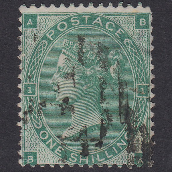 GB QV 1862 1/- Green Plate 1 SG90-J101(2) BA GU