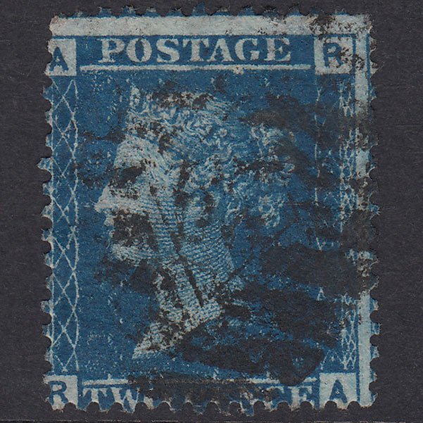GB QV 1858 2d Blue Plate 9 SG45-G2 RA GU London IS Cancel