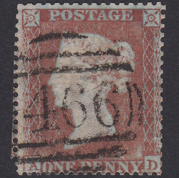 GB QV 1854 1d Plate 157 SG17-C1(1) Ivory Head AD GU Very Worn Impression