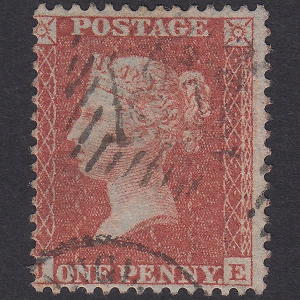 GB QV 1855 1d Red-Brown Plate 14 SGC6(1) JE GU London IS Cancel