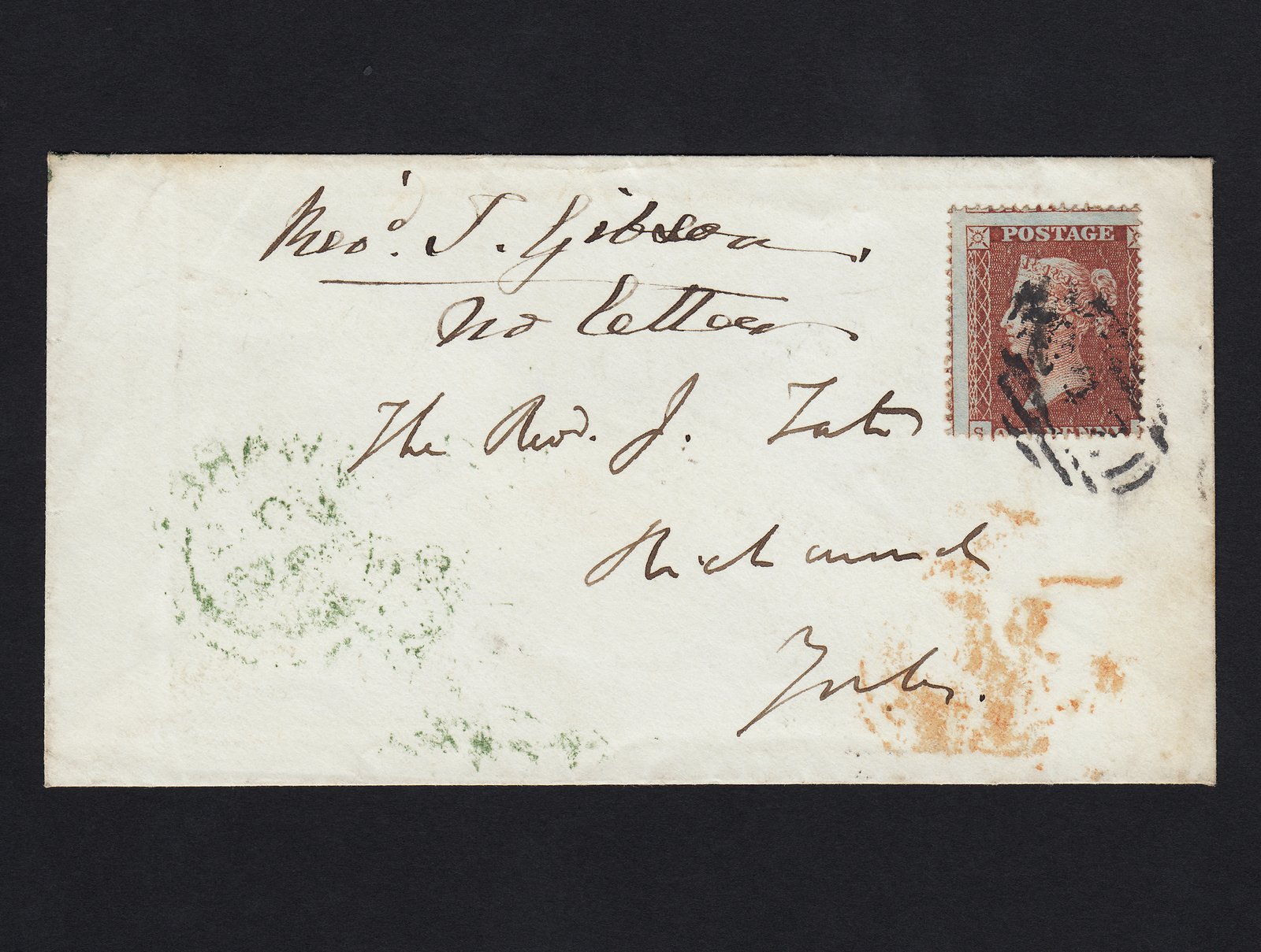 GB QV 1855 1d Red-brown SG21-C4(1) FU Cover Richmond Ware Backstamps