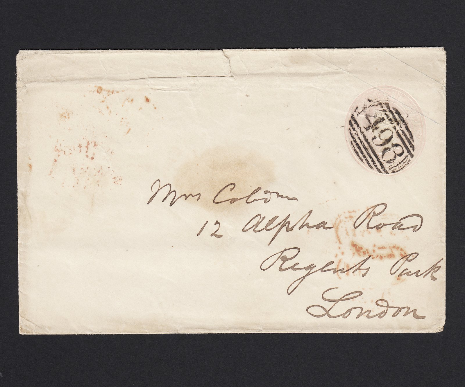 QV 1844 1d Pink Postal Stationery Early May Date 16th London to Manchester