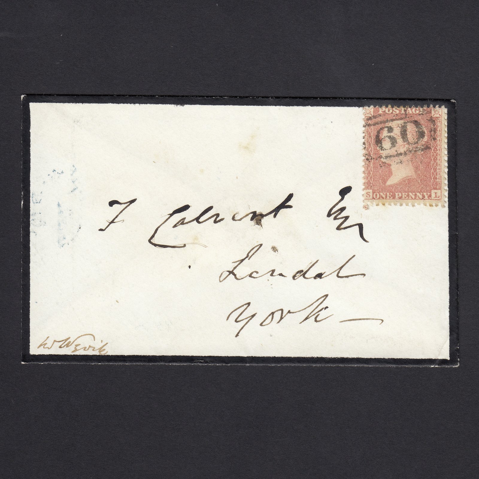 GB QV 1857 1d Pale Rose Transitional (Plate 40) SGC9A(1) SL GU Mourning Cover