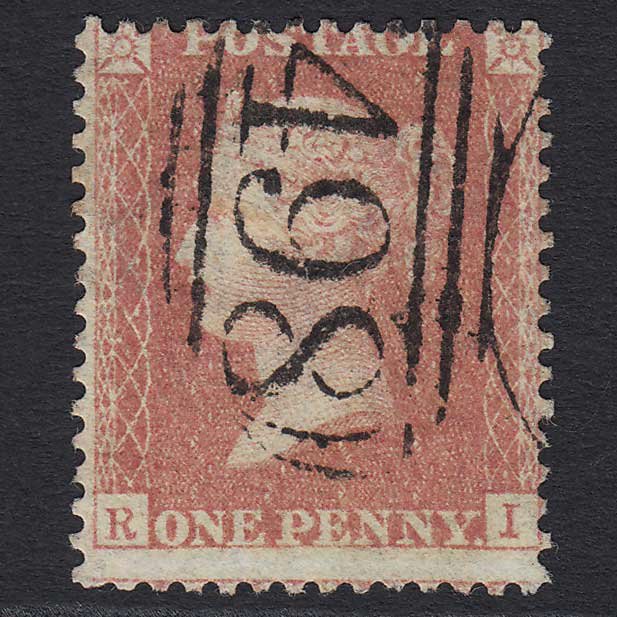 GB QV 1857 1d Pale Red Transitional (Plate 47) SGC9(3) RI FU Manchester 498