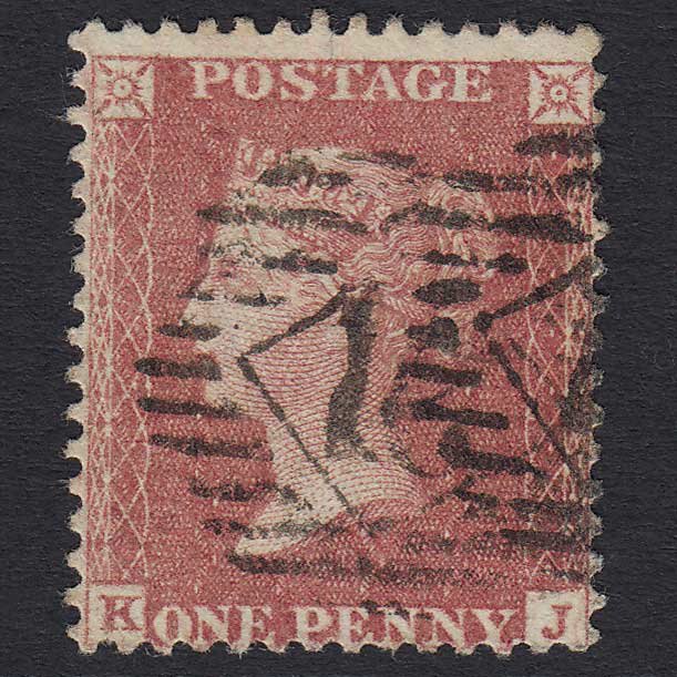 GB QV 1857 1d Rose-red (Plate 42) (SG40) 'KJ' GU London IS Cancel C10