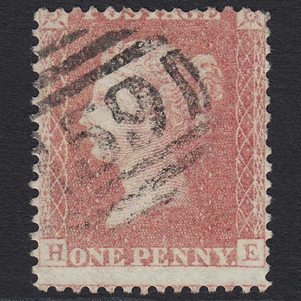GB QV 1857 1d Pale Rose (Plate 39) (SG39) 'HE' GU Chard (159) C10